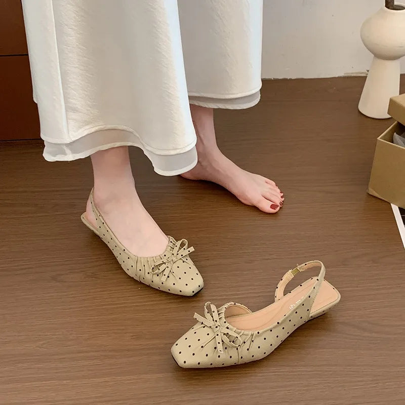 LIZAKOSHT  -  Cover Toe Polka Dot Women Sandals Fashion Slip On Singbacks Mules Pumps Elegant Elegant Slingbacks Sandalias Mujer