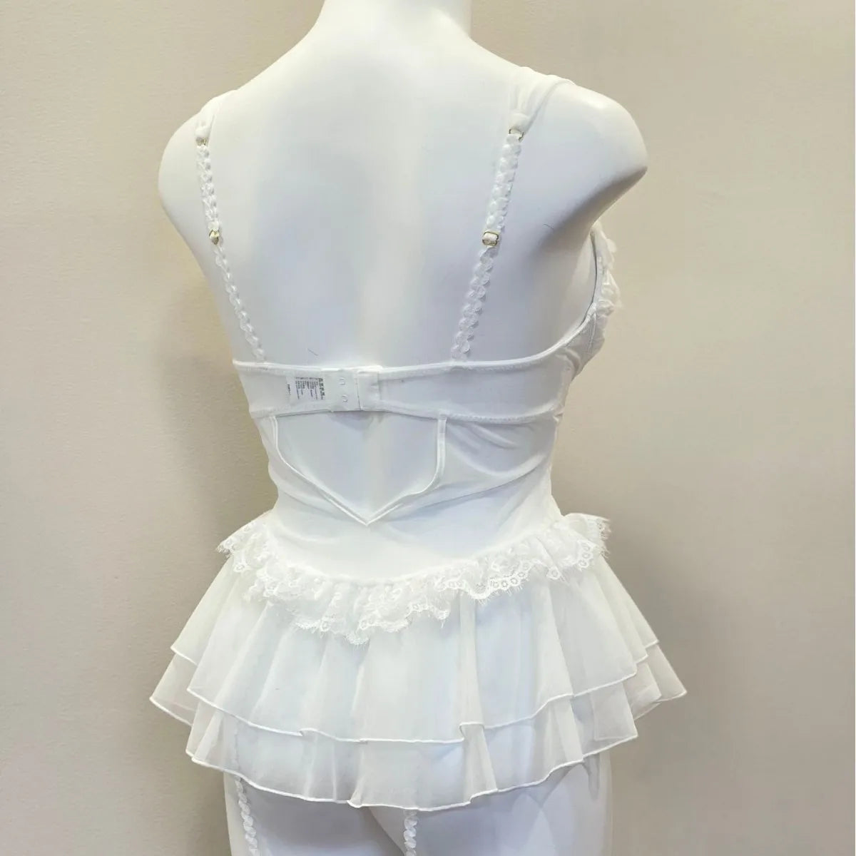 LIZAKOSHT  - Sexy Suspender Nightdress Women's Home Clothes See Through Lace Mesh Thin Perspective Pajamas with Chest Pads Leg Covers Uniform
