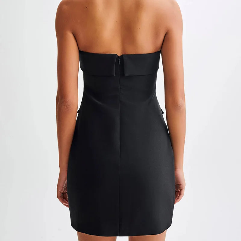 LIZAKOSHT  -  Summer Tube Top Short Skirt Backless Slim Temperament Elegant Women's Dress