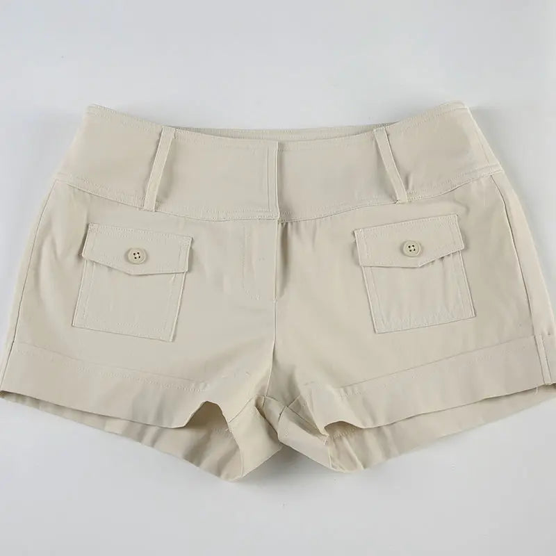 LIZAKOSHT  -  American Retro Button Pocket Tooling Shorts Women Waist Hot Casual Pants