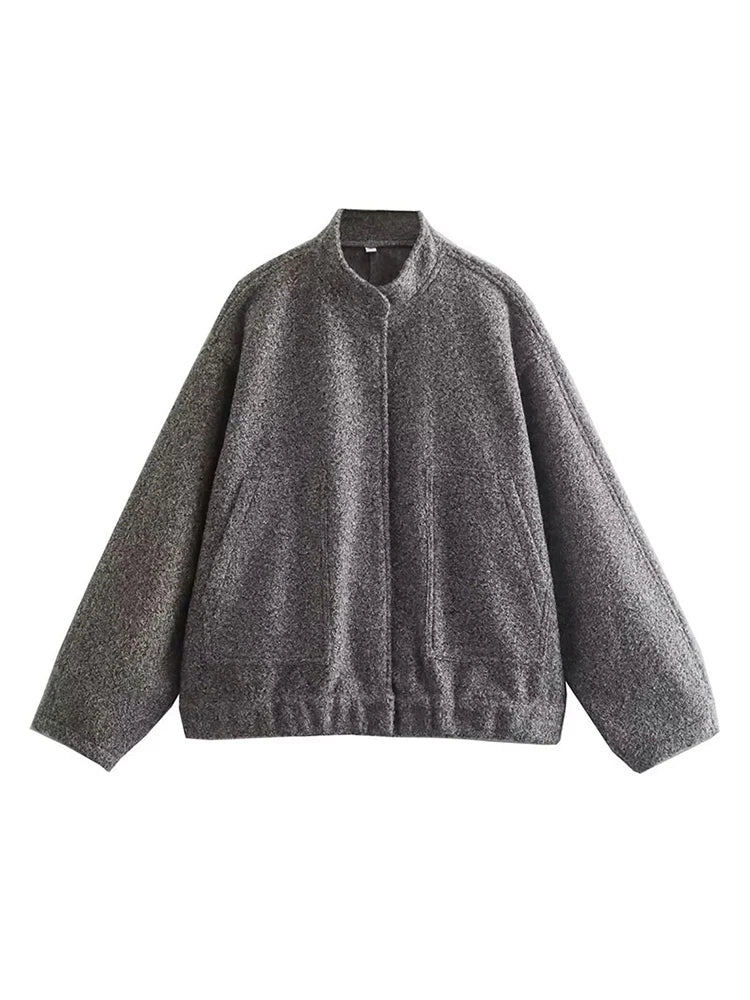 LIZAKOSHT  -  Fashion Oversized Baseball Bomber Jacket for Women Spring Long Sleeve Coats High Stree Female Stand Collar Loose Outwear