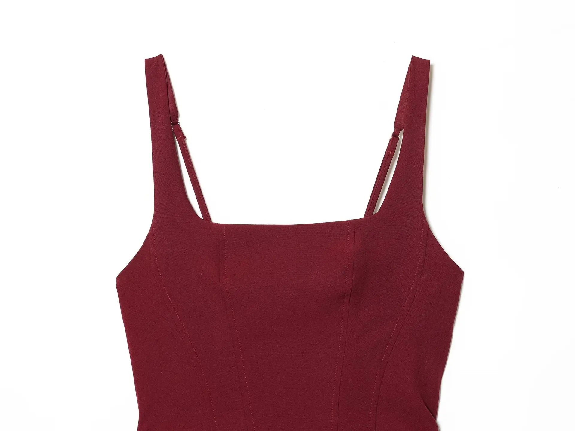 LIZAKOSHT  -  Women Sleeveless Draped Sequin Corset Mini Dress Burgundy