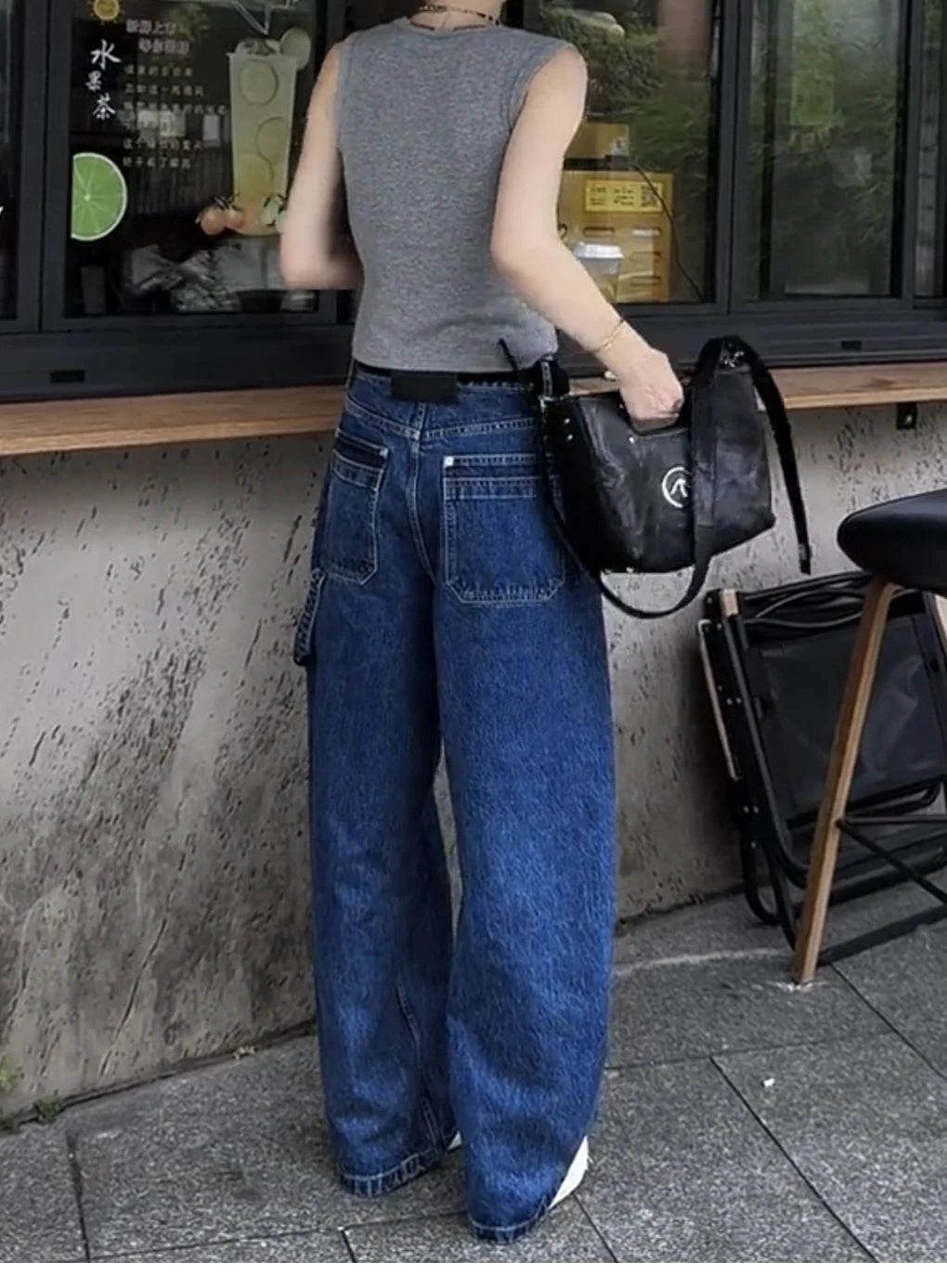 LIZAKOSHT  -  Summer New Women's Big Pocket Embroidered Jeans Harajuku Retro Fashion Casual Trend Street Hip-Hop Simple Loose Women's Bottoms