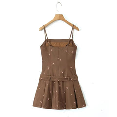 LIZAKOSHT  -  New French sexy spice girl fashion temperament pleated floral sling jumpsuit skirt