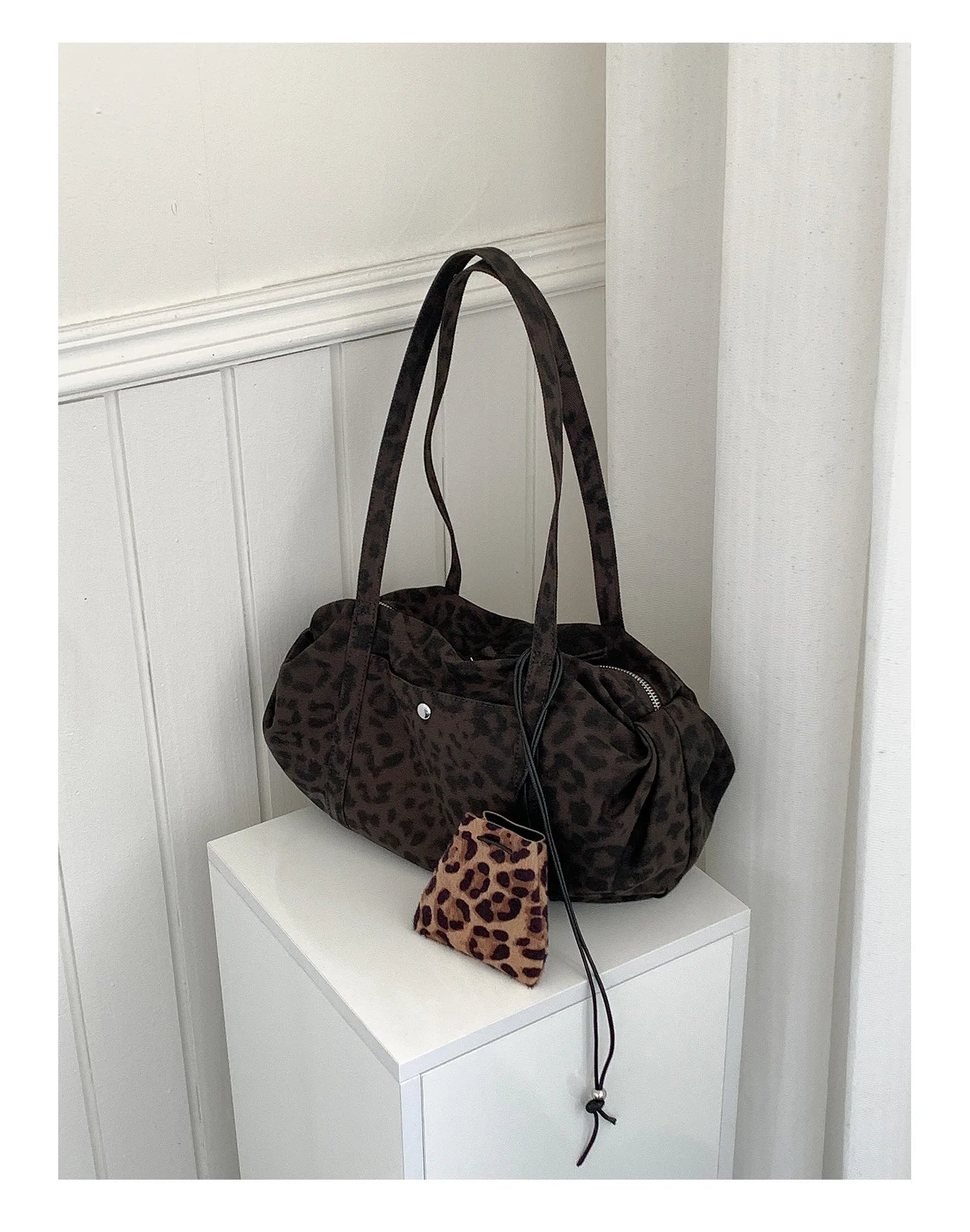 LIZAKOSHT  -  Wild Leopard Print Nylon Shoulder Bag Large Capacity Multipocket Tote Bag Trendy Women Casual Purse Guangzhou High Quality Bag