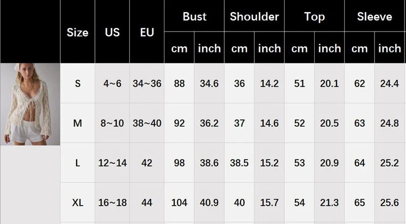 LIZAKOSHT  -  Women Vintage Front Tie Cardigan Crochet Hollow Out Knitted Sweaters Fall Long Sleeve Bolero Shrug Y2K Knitted Tops