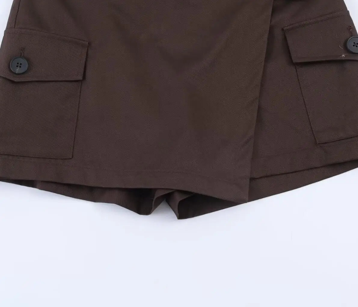 LIZAKOSHT  -  Spring Summer Cargo Low Waist Shorts Skirts for Women Safari Short Trousers Side Pockets  Casual Street Bottom Deep Brown