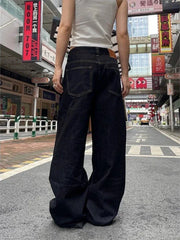 LIZAKOSHT  -  American Vintage Loose Jeans Women High Street Lazy Harajuku Y2K Wide Leg Pants Fashion Black Casual Chic Denim Trousers
