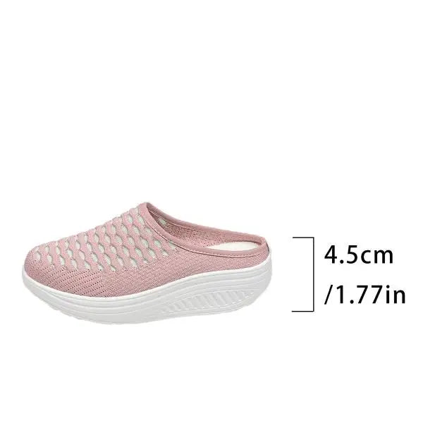 LIZAKOSHT  -  Low Shoes Woman  Cover Toe Massage Slippers House Rome Cotton Fabric Hoof Heels Rubber Slides Shoes Low Home Slippers Women'