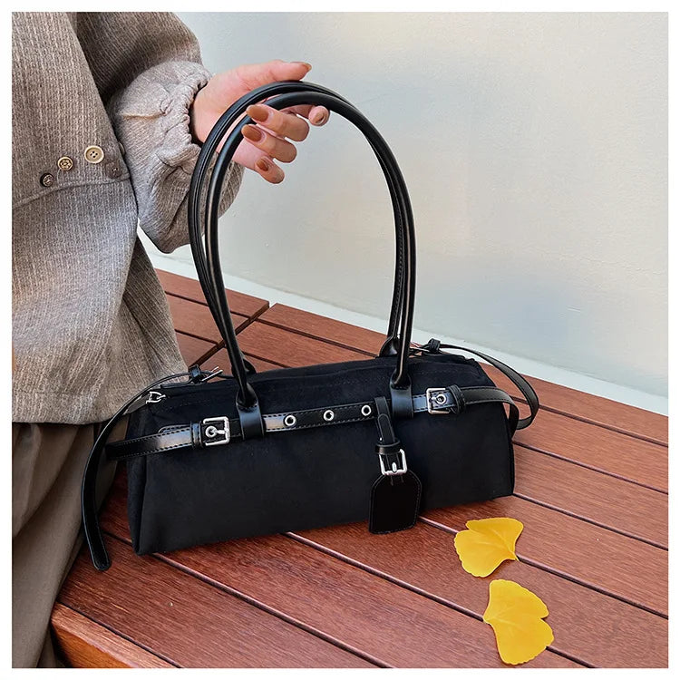 LIZAKOSHT  -  Vintage Faux Suede Shoulder Bag for Women Handbags tassel Female Armpit bag Designer ladies totes burgundy bolsa feminina