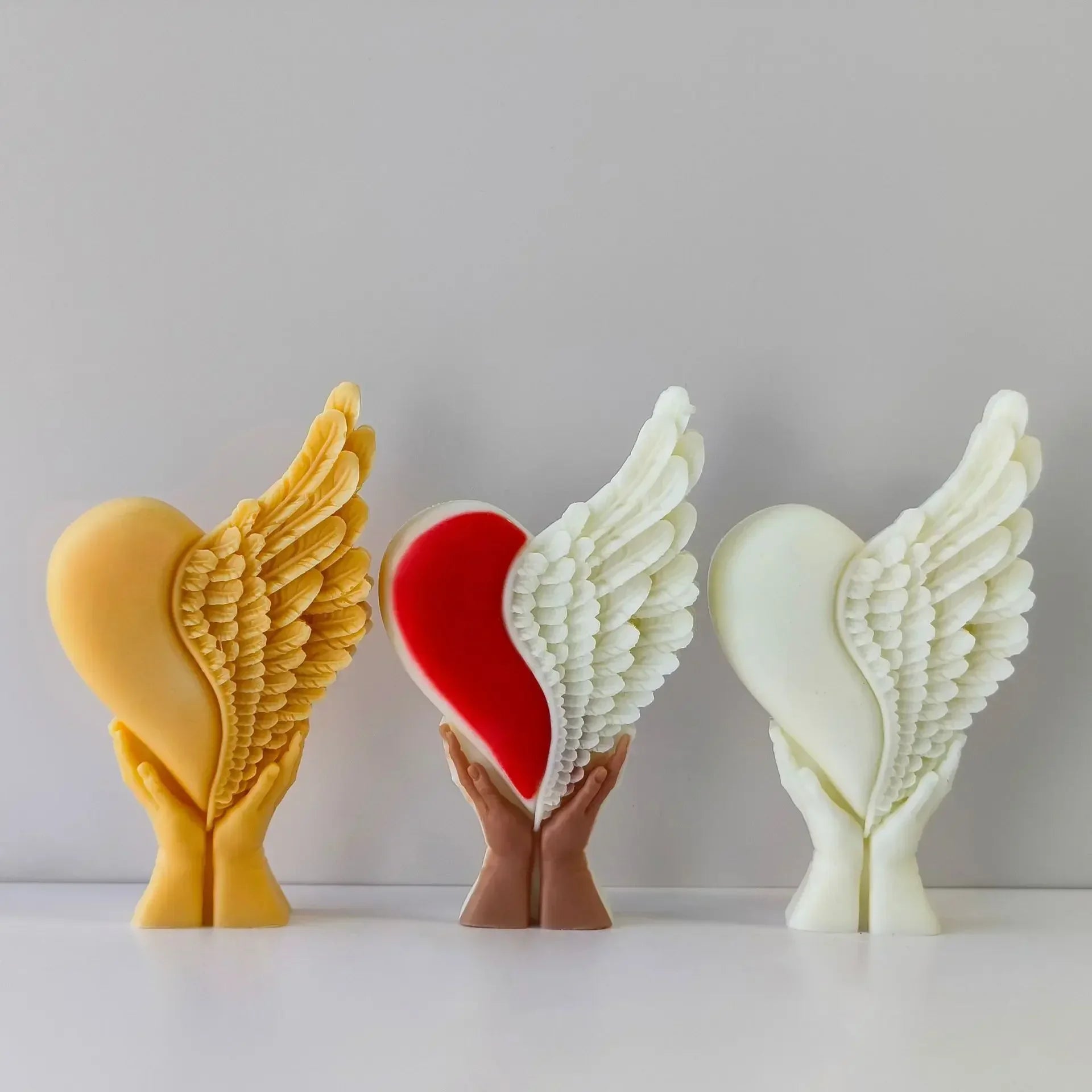 3D Heart With Wing Candle Silicone Mold Handhold Heart Handmade Gifts Plaster Resin Ornaments Mould Soap Candle Making Supplies