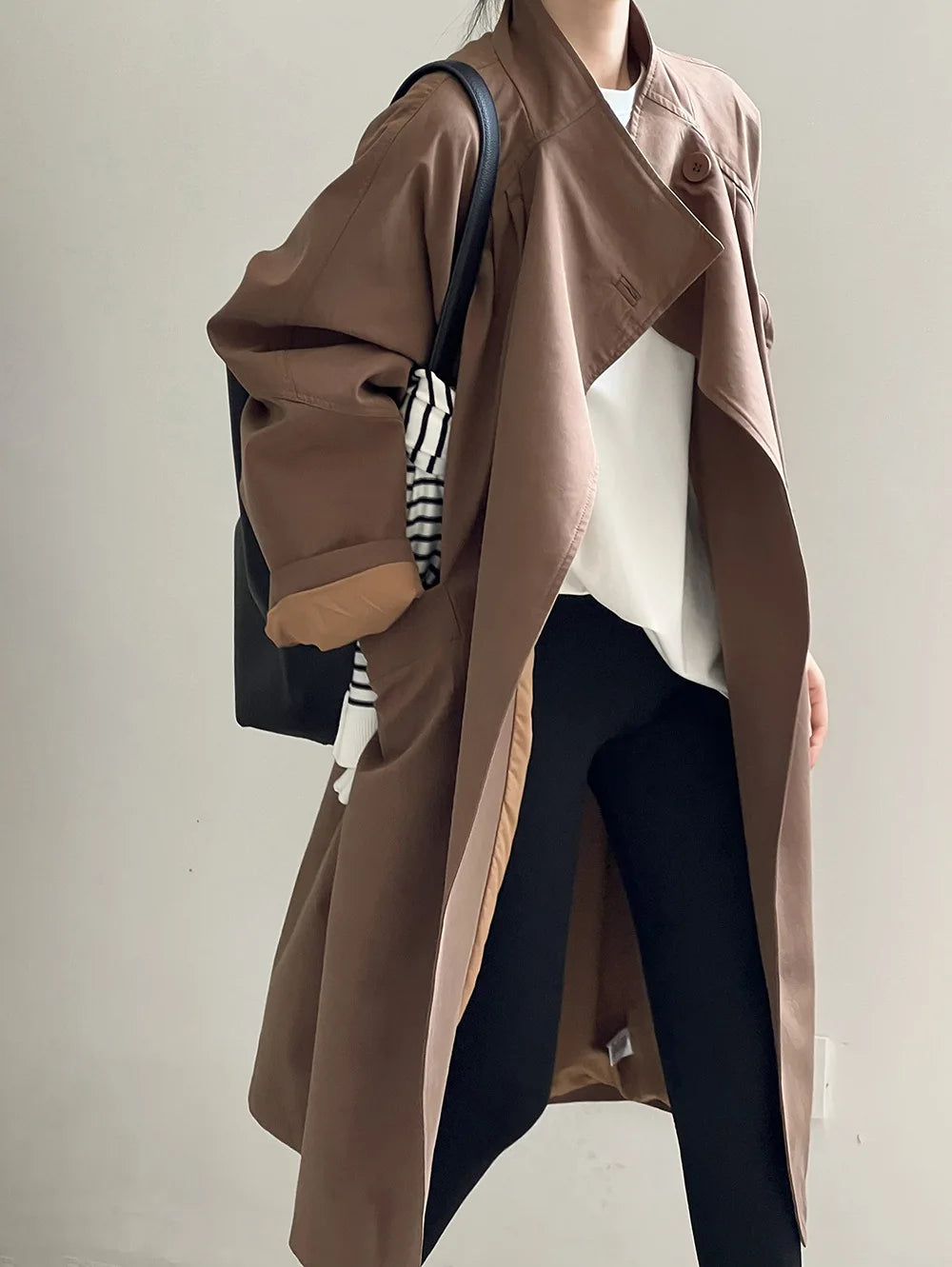 LIZAKOSHT  -  Fashion Minimalism Single Button Trench For Women Lapel Long Sleeve Office Lady Windbreaker Autumn New
