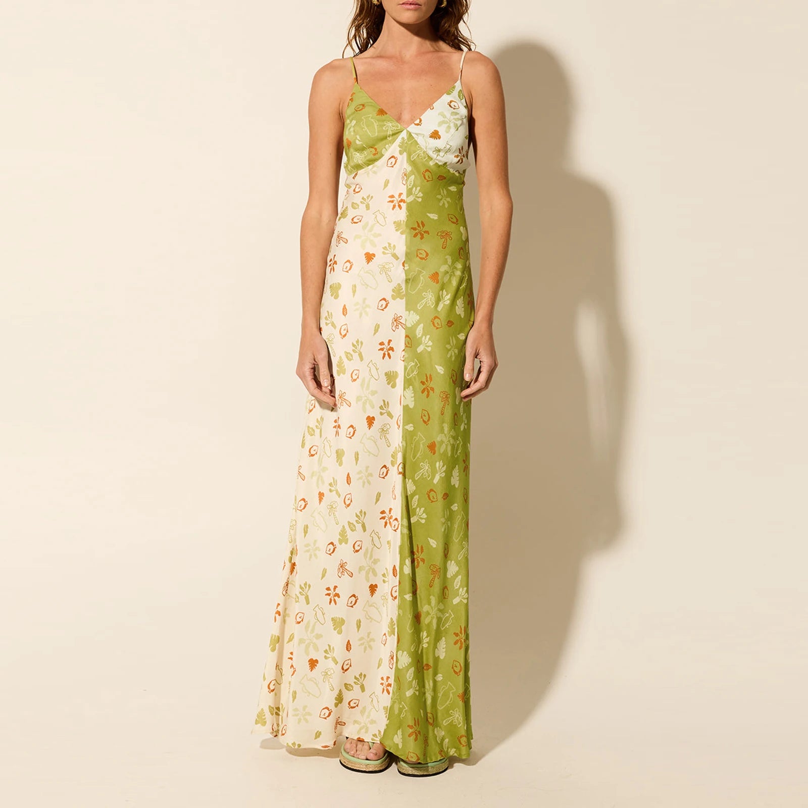 LIZAKOSHT  -  Women Summer Fairy Floral Deep V Neck Maxi Dresses Sleeveless Patchwork Long Dress Sundress vestidos