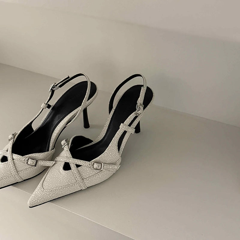 LIZAKOSHT  -  Street Style Pointed Toe Women Muels Sandals Design Style High Heels Banquet Party Dress Sandalias Shoes