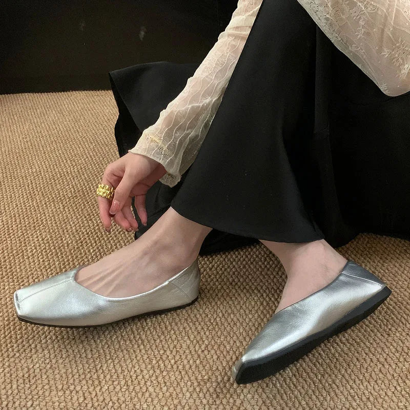 LIZAKOSHT  -  Spring New Brand Women Flat Shoes Fashion Round Toe Shallow Slip oN Ballerinas Shoes Soft Low Heel Boat Shoes New Woman Shoes
