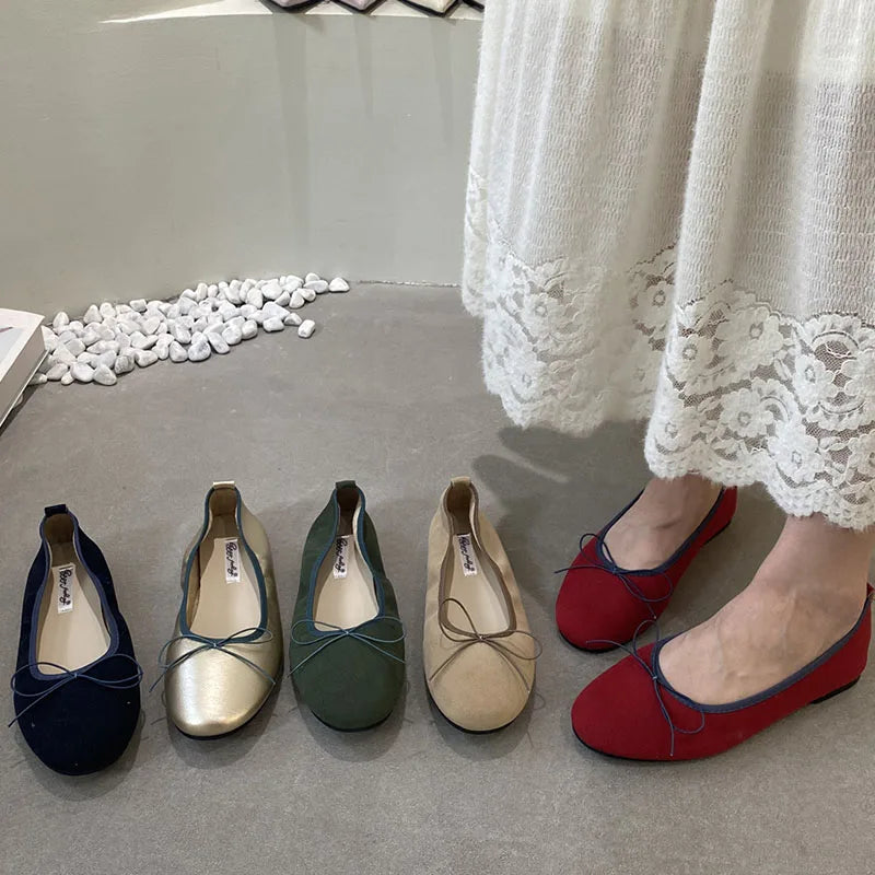LIZAKOSHT  -  Spring New Women's Round Toe Vintage Flats Soft Loafers Comfortable Leather Ballet Shoes Female Dress Shoes Mujer New Woman