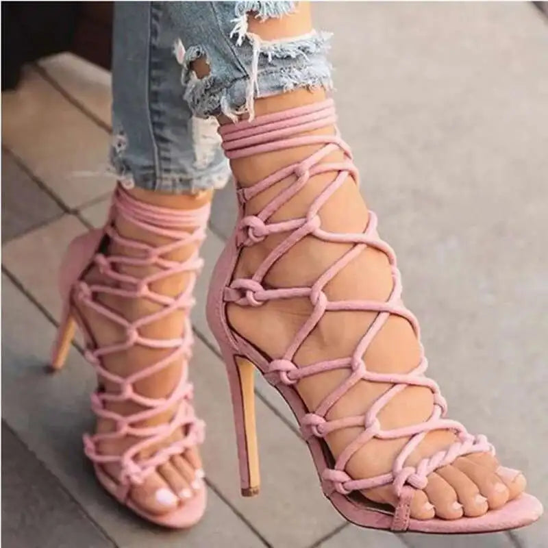 LIZAKOSHT  -  Cross Strap Open Toe Women's Sandals Pumps Shoes Women Sandals Sexy High Heels Shoes