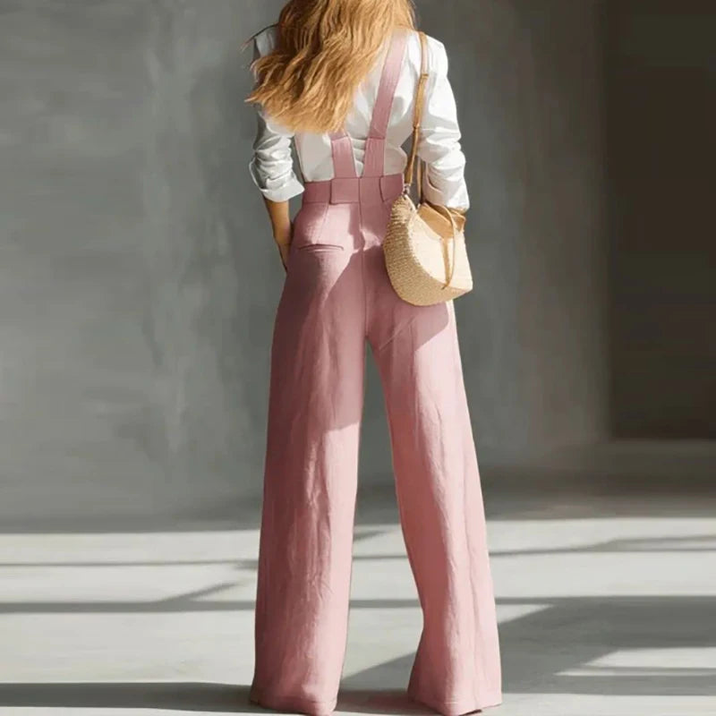 LIZAKOSHT  -  Spring Summer Women New Solid Halter Jumpsuits Elegant Sleeveless Hollow Out Commute Rompers Ladies High Waist Pocket Playsuits