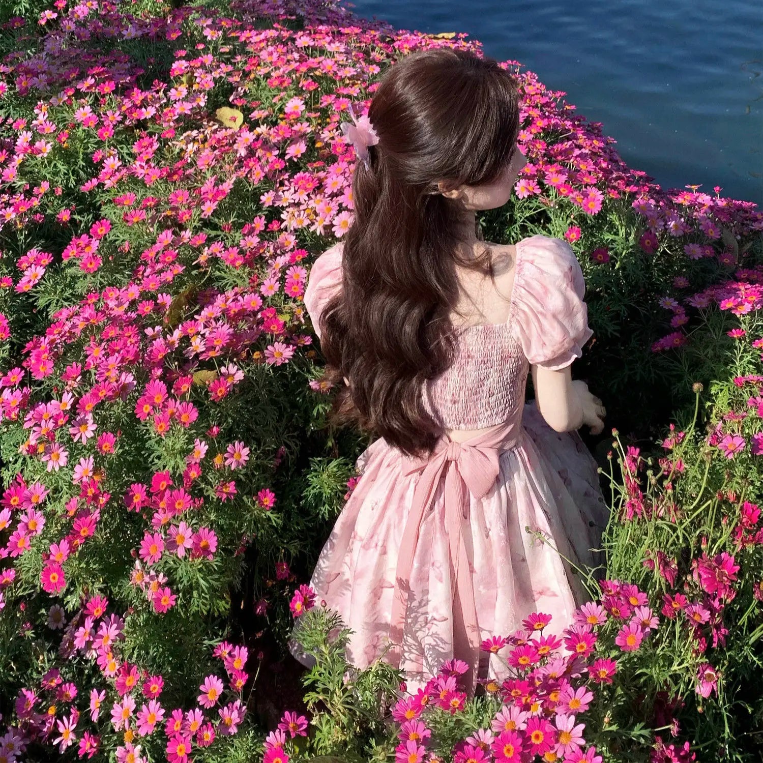LIZAKOSHT  -  Dress With Floral Straps And Bows To Tighten The Waist And Look Slimming. Princess On The Run Summer Sweet Tutu Skirt