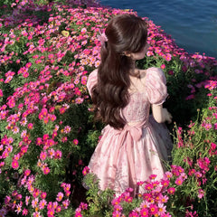LIZAKOSHT  -  Dress With Floral Straps And Bows To Tighten The Waist And Look Slimming. Princess On The Run Summer Sweet Tutu Skirt
