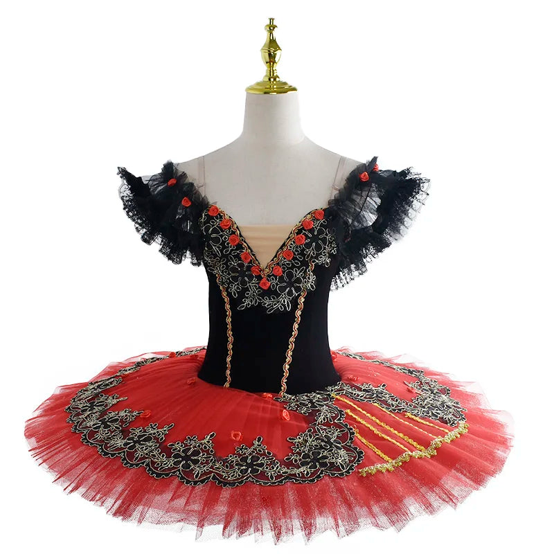 Children Professional Ballet Tutu For Kids Girls Red Swan Lake Ballet Dance Clothes Adult Pancake Ballerina Figure Skating Dress