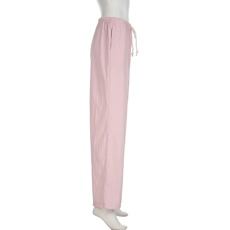 LIZAKOSHT  -  Solid Loose Sweatpants Streetwear Joggers Casual Basic Pink Trousers for Women Basic Aesthetic Y2K Retro Pants