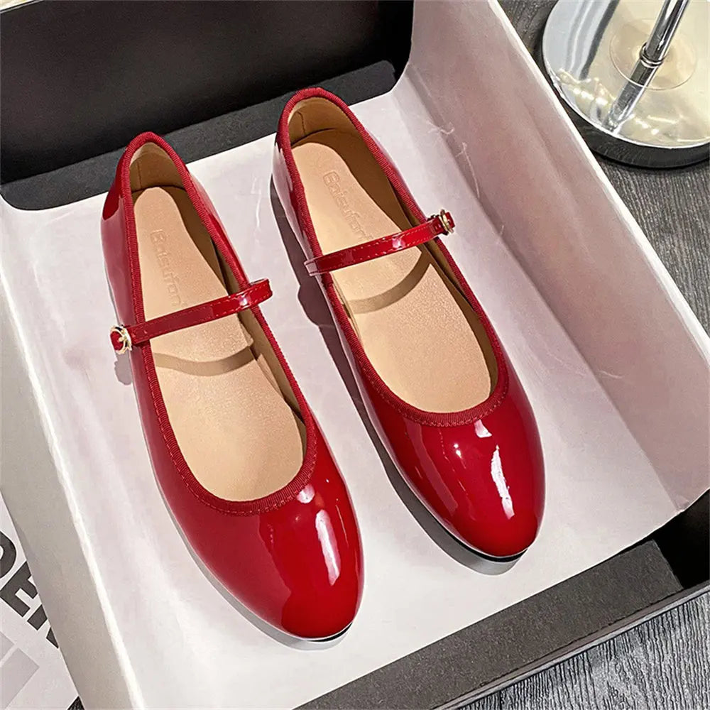 LIZAKOSHT  -  Size 41 Chic Red Ballet Flats Shoes Women Woman Trend Summer New Designer Cozy Walking Office Lady Mary Jane Shoes Mujer