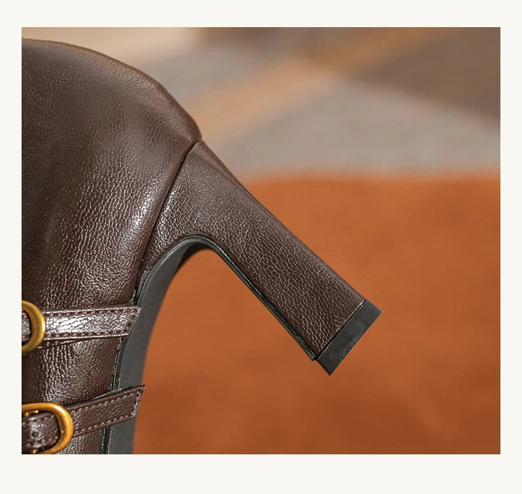 LIZAKOSHT  -  Retro High Heels Mary Jane Shoes Spring Autumn Fashion Women's Shoes  Shallow Buckle Buckle Chunky Elegant Office High Heels