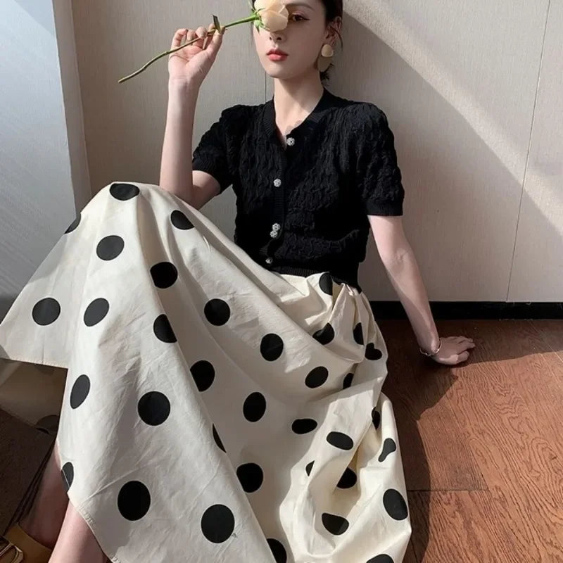 LIZAKOSHT  -  Female Skirts Cute Polka Dots Patchwork Women's Skirt Sales New in Harajuku Korean Style Clothing Vintage Y2k Streetwear