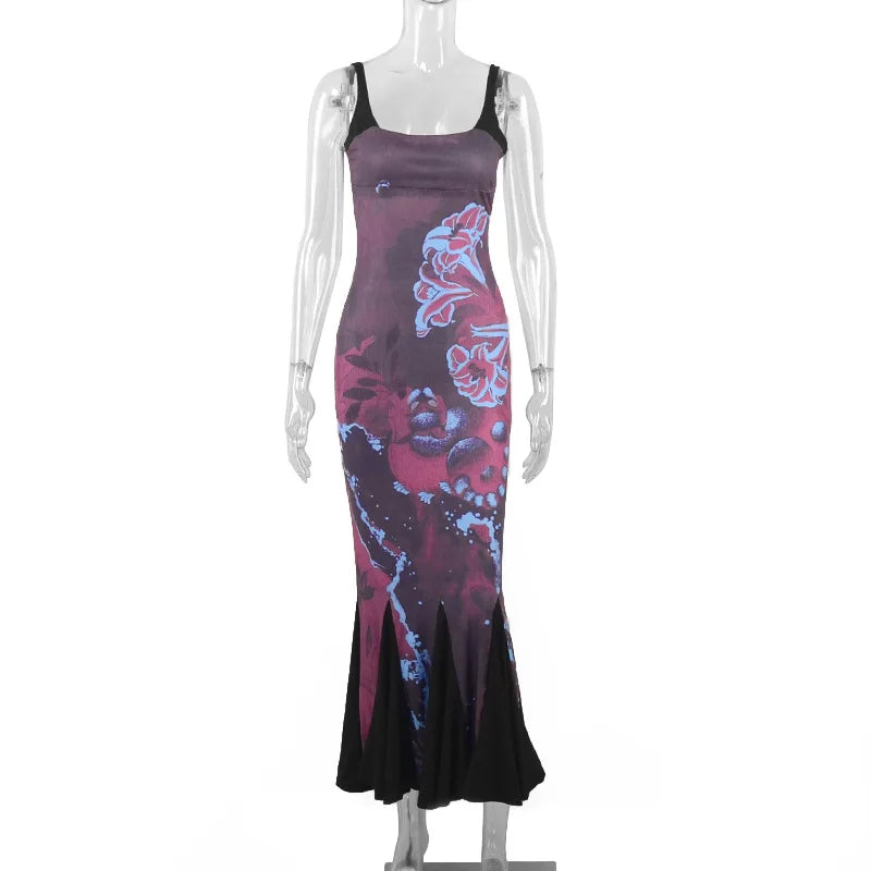 LIZAKOSHT  -  Summer Women Fashion Elegant Print Sexy Backless Sling Streetwear A-LINE Dress Female Casual Slim Sleeveless Pullover Dresses