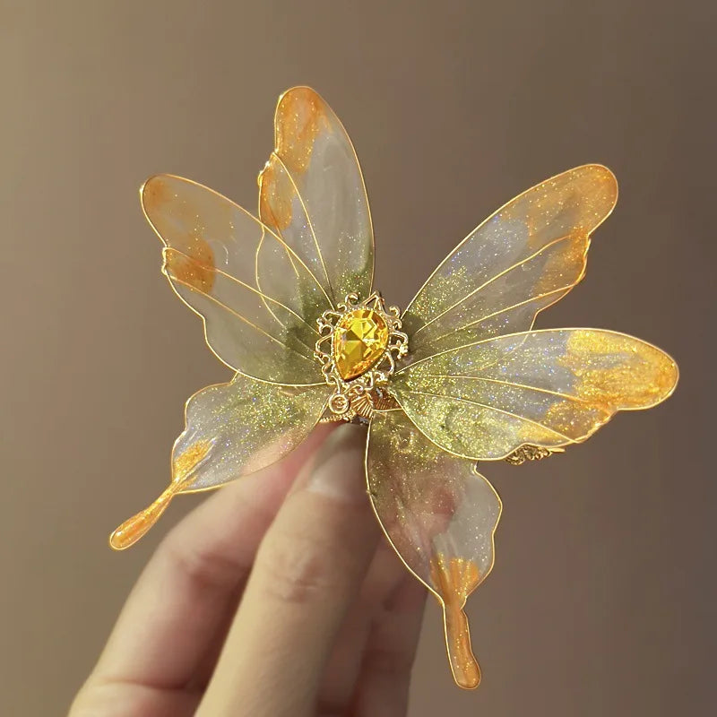 LIZAKOSHT  -  1PC Butterfly Dream Super Fairy New Chinese Retro Heat Shrink Butterfly Hair Clip Niche Design Temperament Hanfu Side Clip