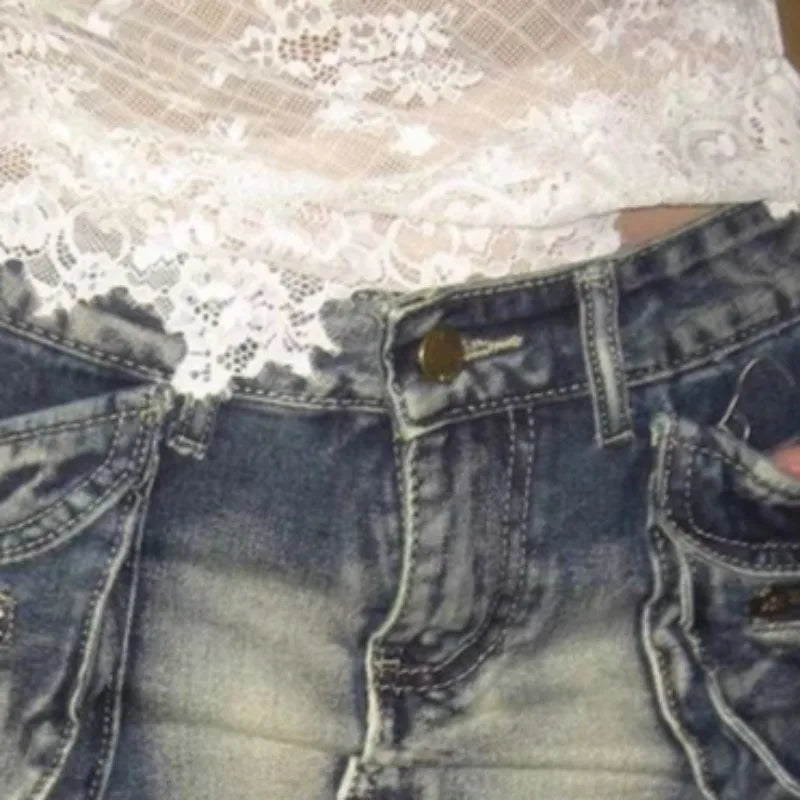 LIZAKOSHT  -  Y2k Sexy Denim Cargo Skirts for Woman Pockets Solid Spring Summer Mini Skirt Streetwear American Style Faldas Mujer