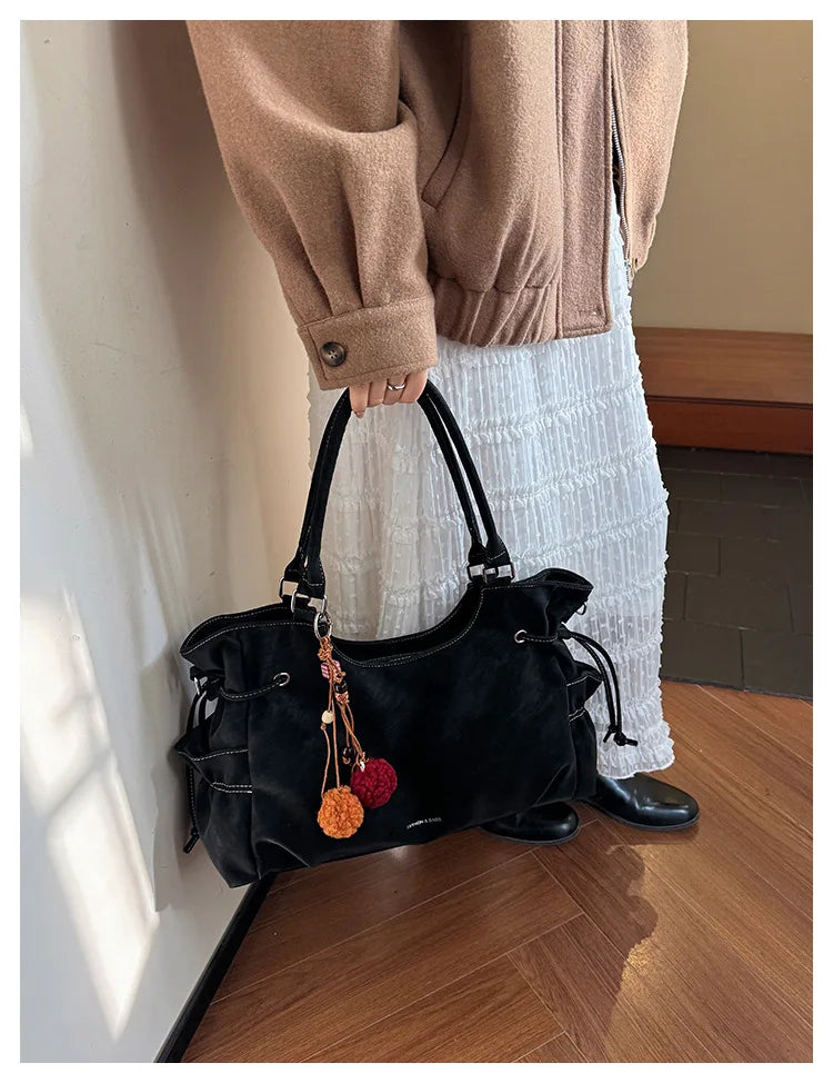 LIZAKOSHT  -  Simple Fashion Suede Crossbody Bag Women Large Capacity Shoulder Bag for Work Comfortable and Versatile Texture Commuting Bag