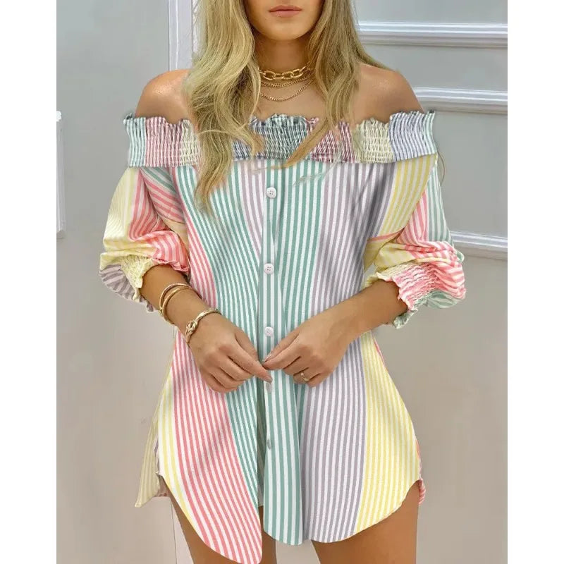 LIZAKOSHT  -  One Shoulder Sexy Backless Temperament Commuter Print Dress for Women