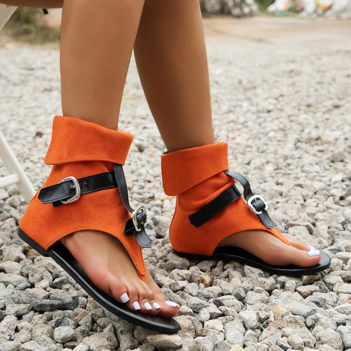 LIZAKOSHT  -  Women Sandals New Summer Clip Toe Roman Flip Flops Denim Buckle Flat Sandals Comfortable Casual Shoes for Women Zapatos De Mujer