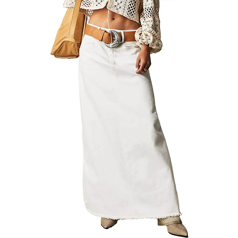 LIZAKOSHT  -  Denim Skirt For Women Early Spring High Waist Hip Skirt Women's New Retro a-line Mid-length Denim Skirt