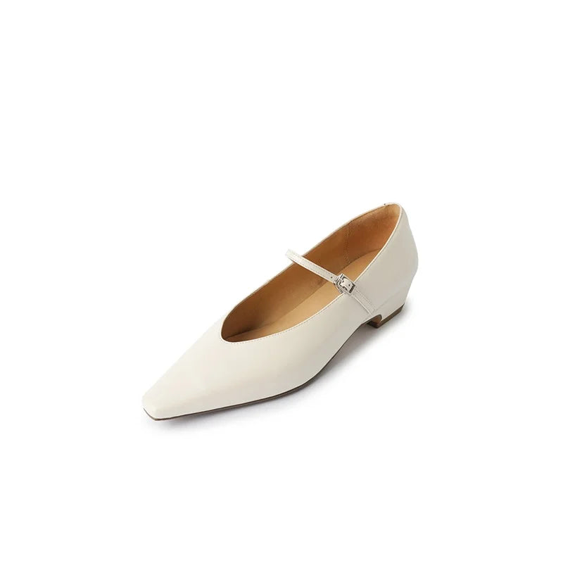 LIZAKOSHT  -  Fashion Women's Shoes New High Quality Genuine Leather Shoes Simple Square Head Low Heel Women's Heel Shoes