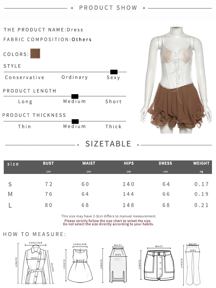 LIZAKOSHT  -  Tierred Sexy Shirring Jacquard Strap Dress Women Patchwork Low Chest Hottie High Street Clubwear Thin Skinny Mini Bodycon