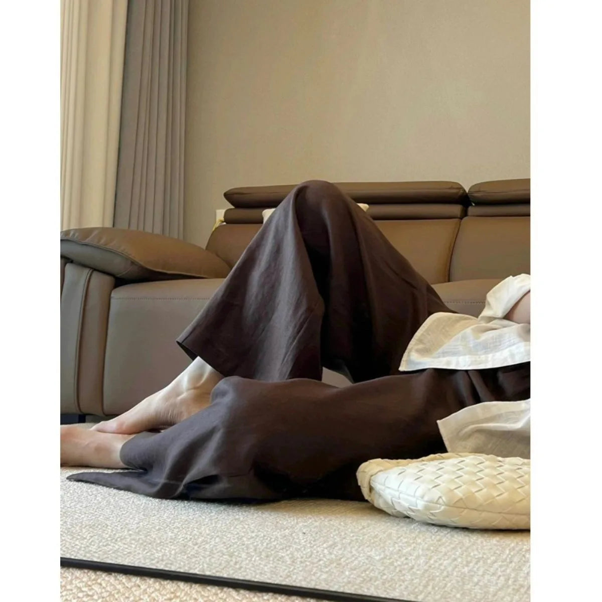LIZAKOSHT  -  Fashion New High Waist Linen Women Wide Leg Pants Summer Thin Loose Casual Pants Korean Solid All Match Straight Trousers