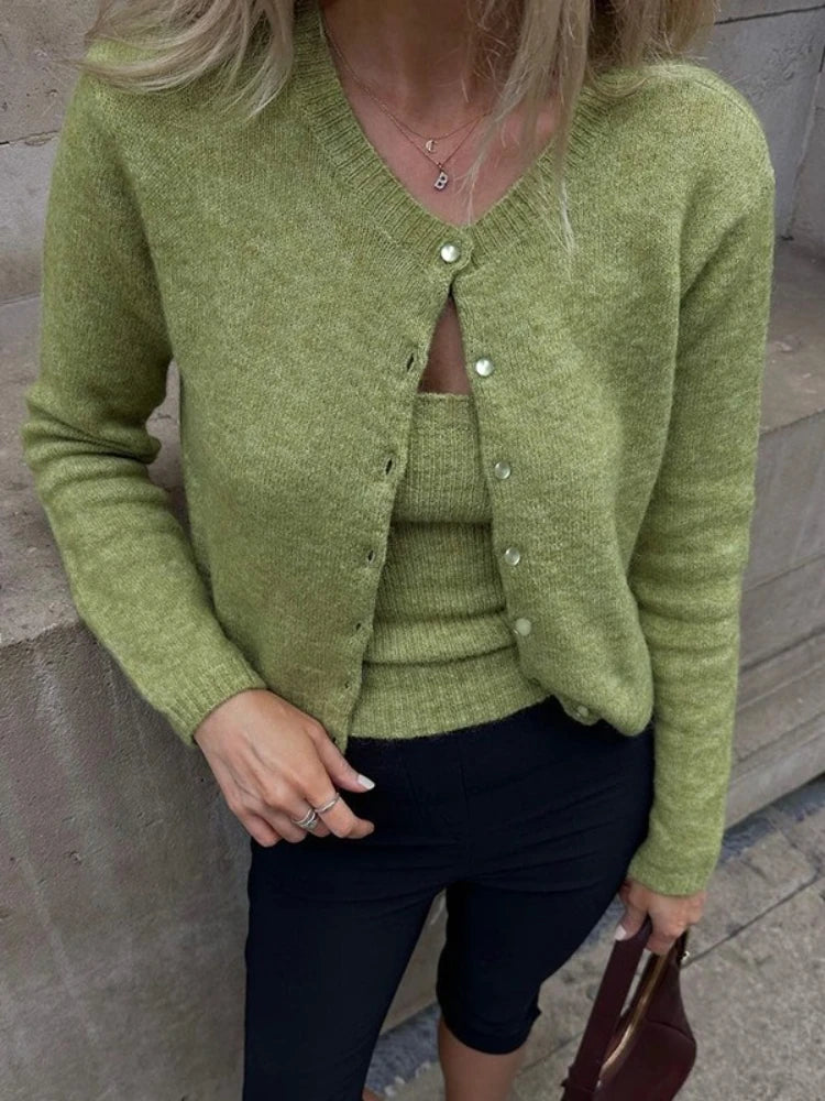 LIZAKOSHT  -  Woman Clothing Solid Green Knitted Corset Y2K Streetwear 2025 Autumn Female Sweater Tank Tops Sexy Slim Vest Crop Top