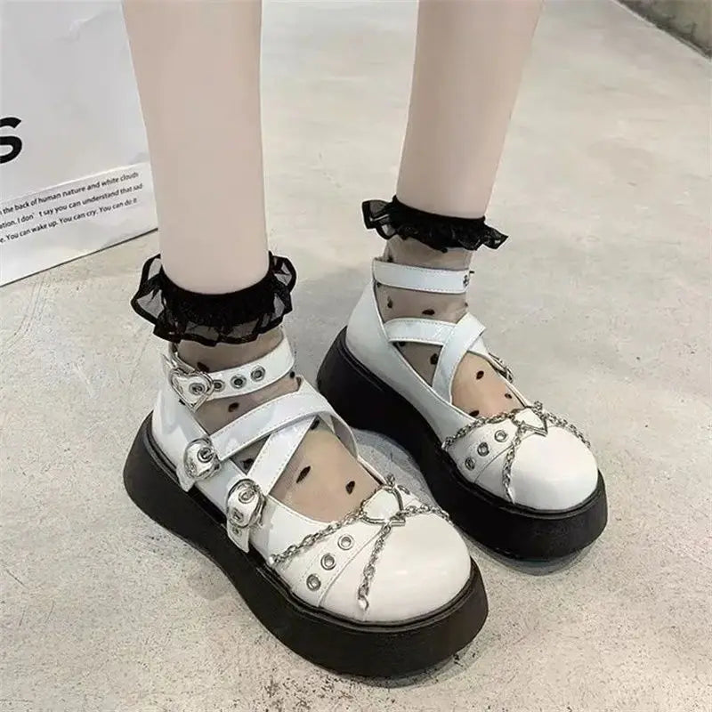 LIZAKOSHT  -  Original Lolita Shoes Women Spicy Girls Thick Soled Brother Shoes Special Style Round Headed Girl Lolita Leather Shoes