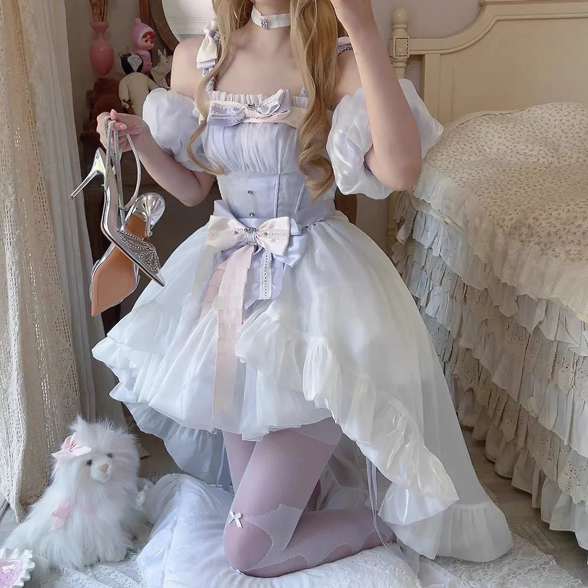 LIZAKOSHT  -  Purple Princess Dress With Hair Clip Ribbon No Ribbon Super Immortal Wearing Princess Skirt Trail Adult Fairy Dress