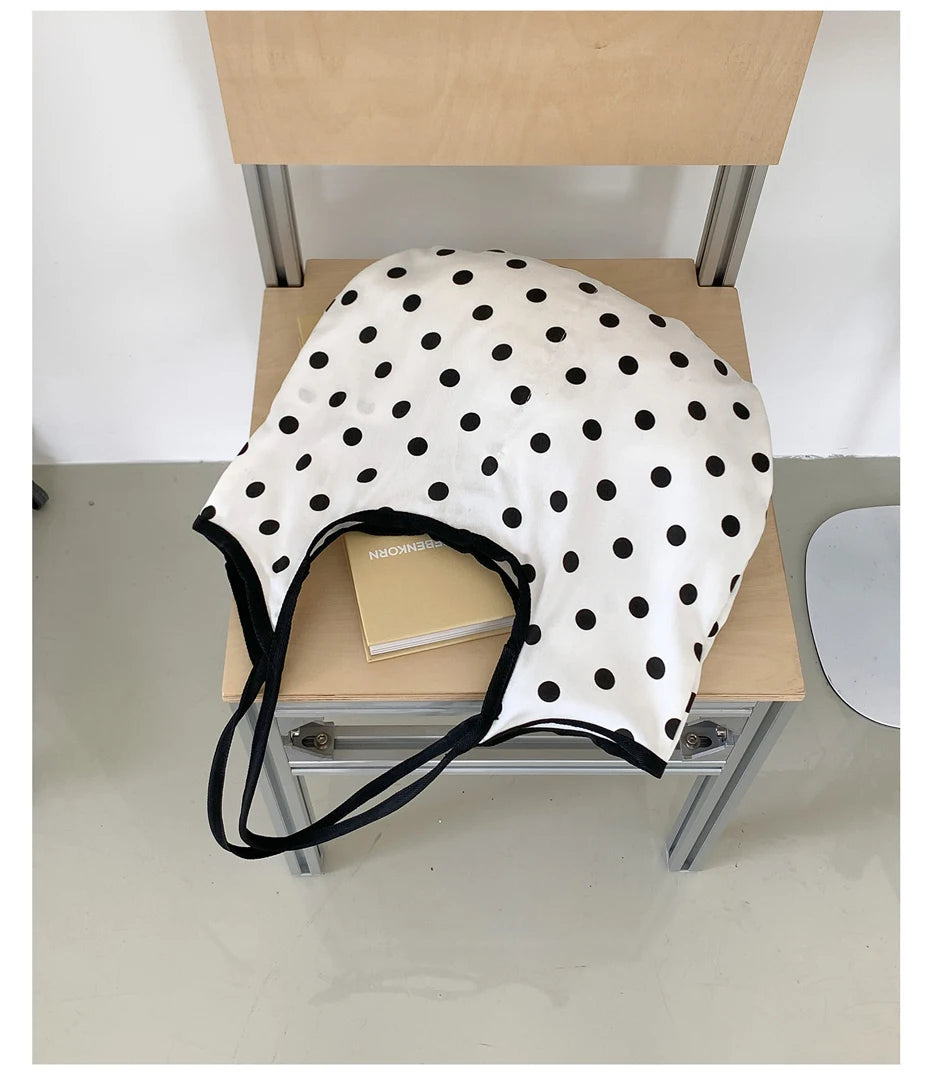 LIZAKOSHT  -  Fashion Wave Dot Shoulder Bag Versatile Large Capacity Commuter Tote Bags Casual Cotton Handbag