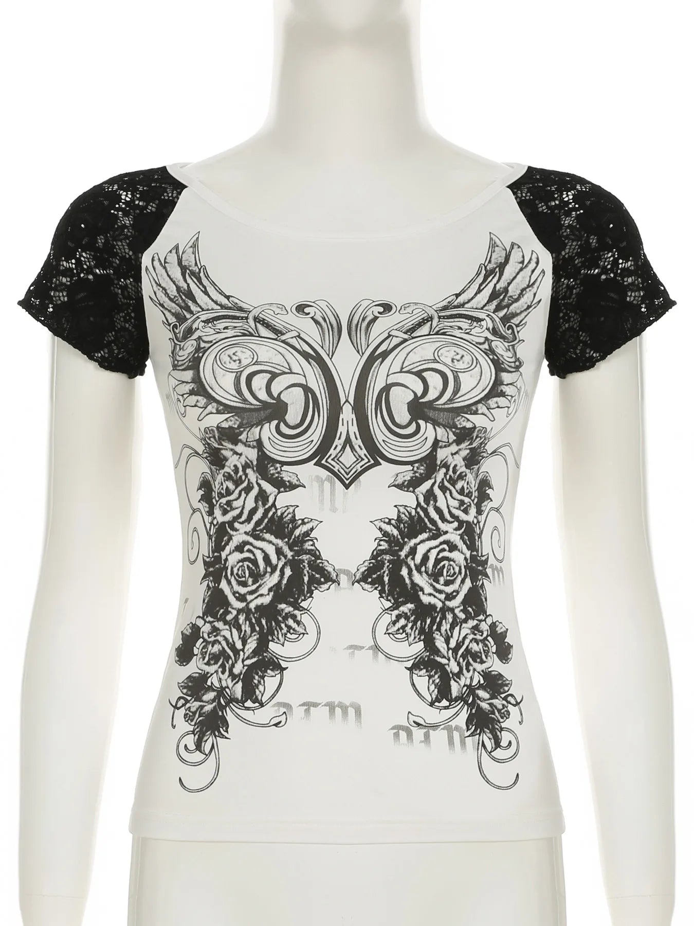 LIZAKOSHT  -  Contrasting Printed Raglan T-shirt Women's Summer Y2K Hot Girls Casual Tight Fitting O-neck Top Fashion Female Clothes