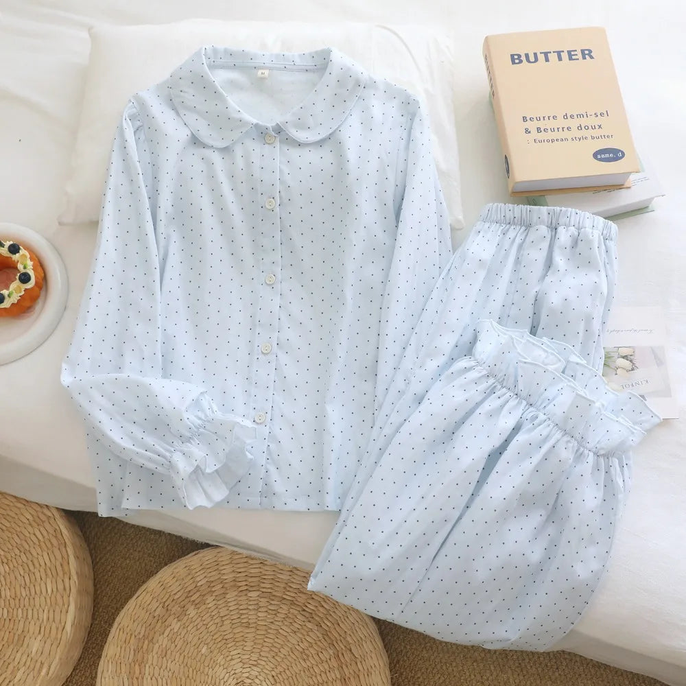 LIZAKOSHT  -  Pure Cotton Nightwear for Women Pajama Pyjamas Soft Homewear Set Comfor Ladies Sleepwear for Spring Autumn 2 Pieces Pijamas