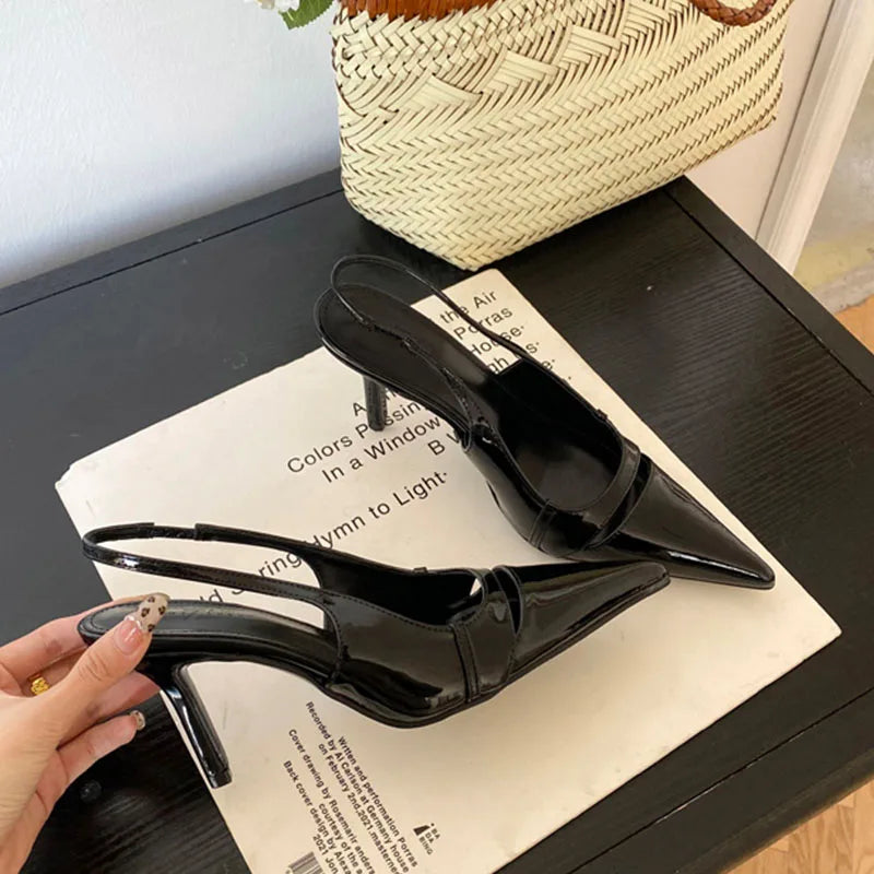 LIZAKOSHT  -  Spring New Brand Women Sandal Fashion Shallow Slip On Ladies Elegant Slingback Shoes Thin High Heel Dress Pumps New Woman