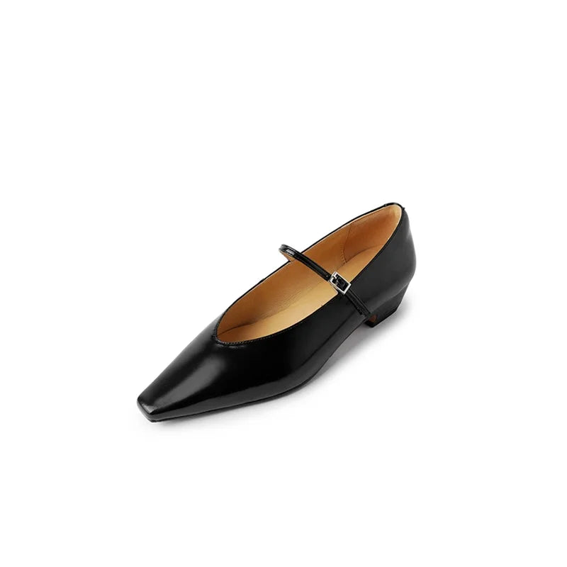 LIZAKOSHT  -  Fashion Women's Shoes New High Quality Genuine Leather Shoes Simple Square Head Low Heel Women's Heel Shoes