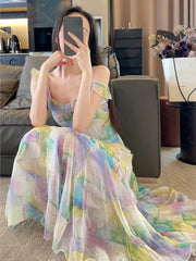 LIZAKOSHT  -  Summer Even Party Midi Dress Women Sleeveless Casual Formal Strap Dress Office Lady Elegant Beach Dress Korean Style Chic