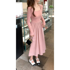 LIZAKOSHT  -  French Sexy Dress for Women in Spring Autumn Slim Fit Inner Layer Sweet Chic A-line Skirt New Trend
