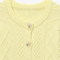 LIZAKOSHT  -  Elegant Cardigan Sweater Women 2025 New Autumn Yellow Twist Knitted Top Single Breasted Long Sleeve Jumper Casual Knitwear Coat